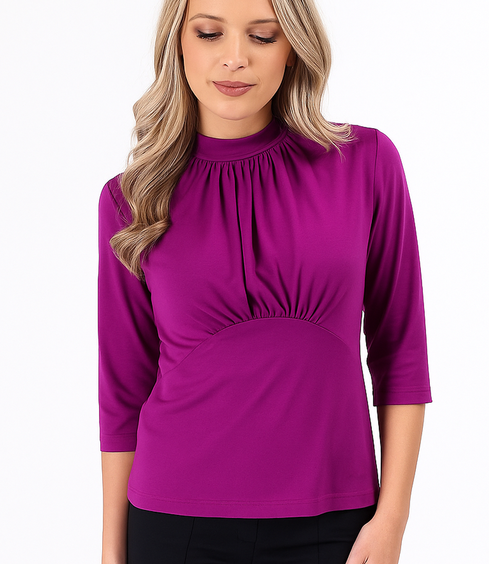 Bluza eleganta din jerse incretita la decolteu