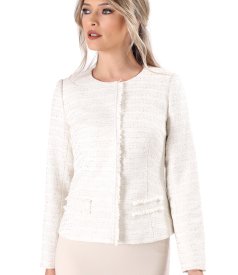 Sacou elegant din bucle cu bumbac si fir argintiu