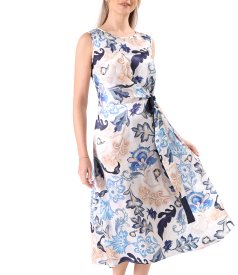 Rochie eleganta din viscoza satinata imprimata cu motive florale
