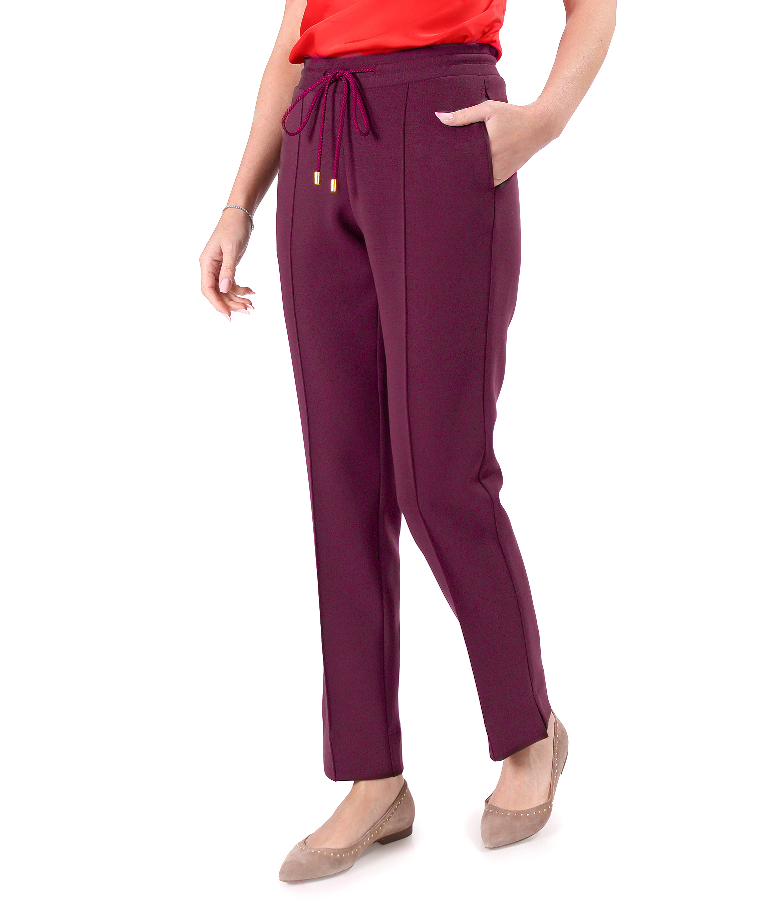 Pantaloni lejeri din stofa plina tip scuba cu bumbac