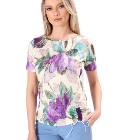 Bluza din jerse elastic cu snur in partea de jos