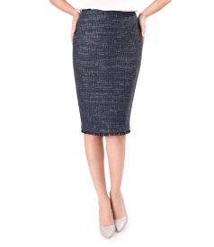 Fusta creion din bucle cu bumbac cu fir argintiu