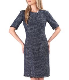 Rochie eleganta din bucle cu bumbac si fir argintiu