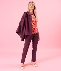 Sacou si pantaloni lejeri din stofa plina tip scuba cu bumbac