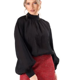Bluza eleganta din tencel cu maneci lungi