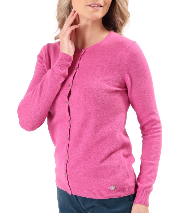 Cardigan tricotat din casmir cu matase natural si lana