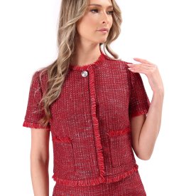 Sacou din bucle cu viscoza si fir argintiu cu maneci scurte