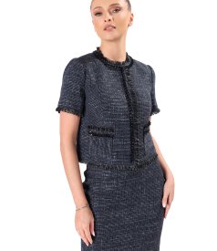 Sacou din bucle cu viscoza si bumbac cu maneci scurte