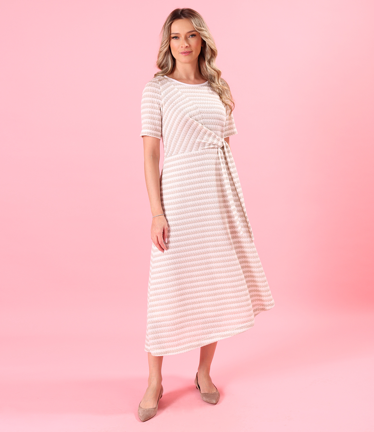 Rochie midi tricotata cu viscoza