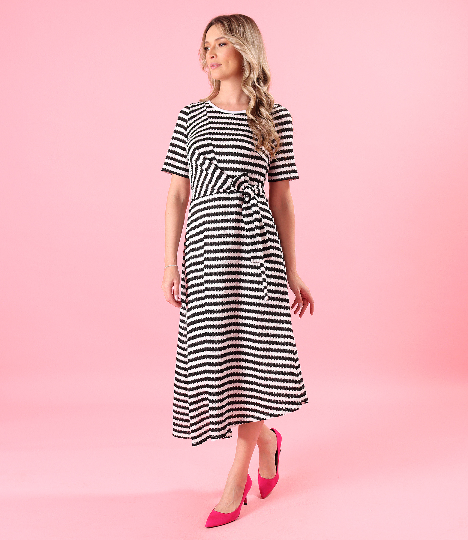 Rochie midi tricotata cu viscoza