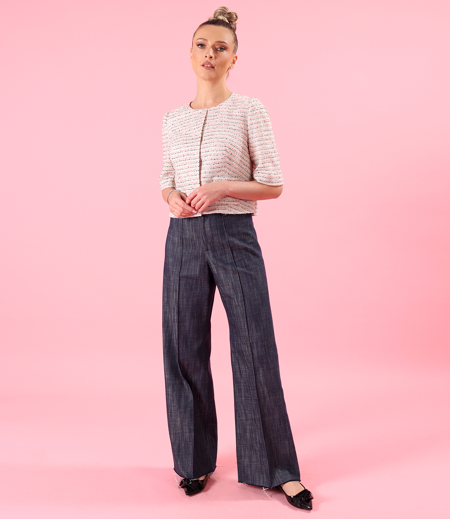 Sacou elegant din dantela cu bumbac si fir de efect