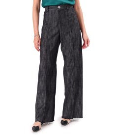 Pantaloni largi din bumbac tip denim
