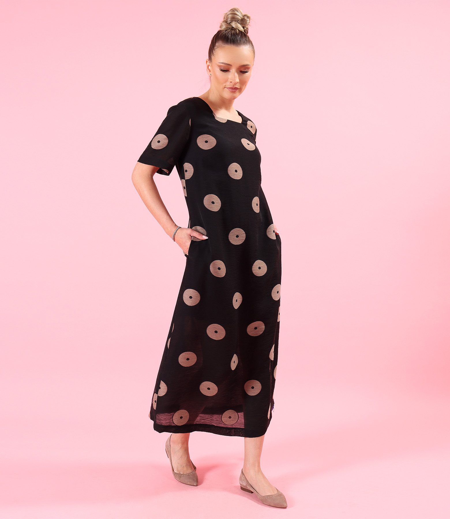 Rochie eleganta lunga din viscoza cu in tip jaquard