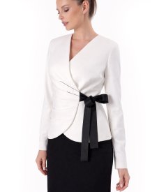 Sacou elegant din stofa elastica cu viscoza cu falduri pe fata