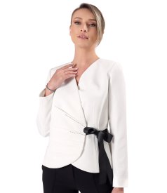 Sacou elegant din stofa elastica cu viscoza cu falduri pe fata