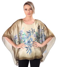 Bluza eleganta tip fluture din voal imprimat