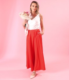 Fusta lunga din viscoza usor creponata cu bluza pe bie din saten de viscoza