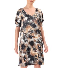 Rochie eleganta din satin de viscoza imprimata cu motive florale
