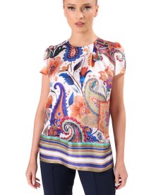 Bluza eleganta din matase naturala imprimata cu motive paisley