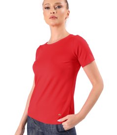 Bluza cu maneci scurte din jerse elastic uni