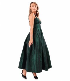 Rochie evazata din tafta cu corset cu bretele