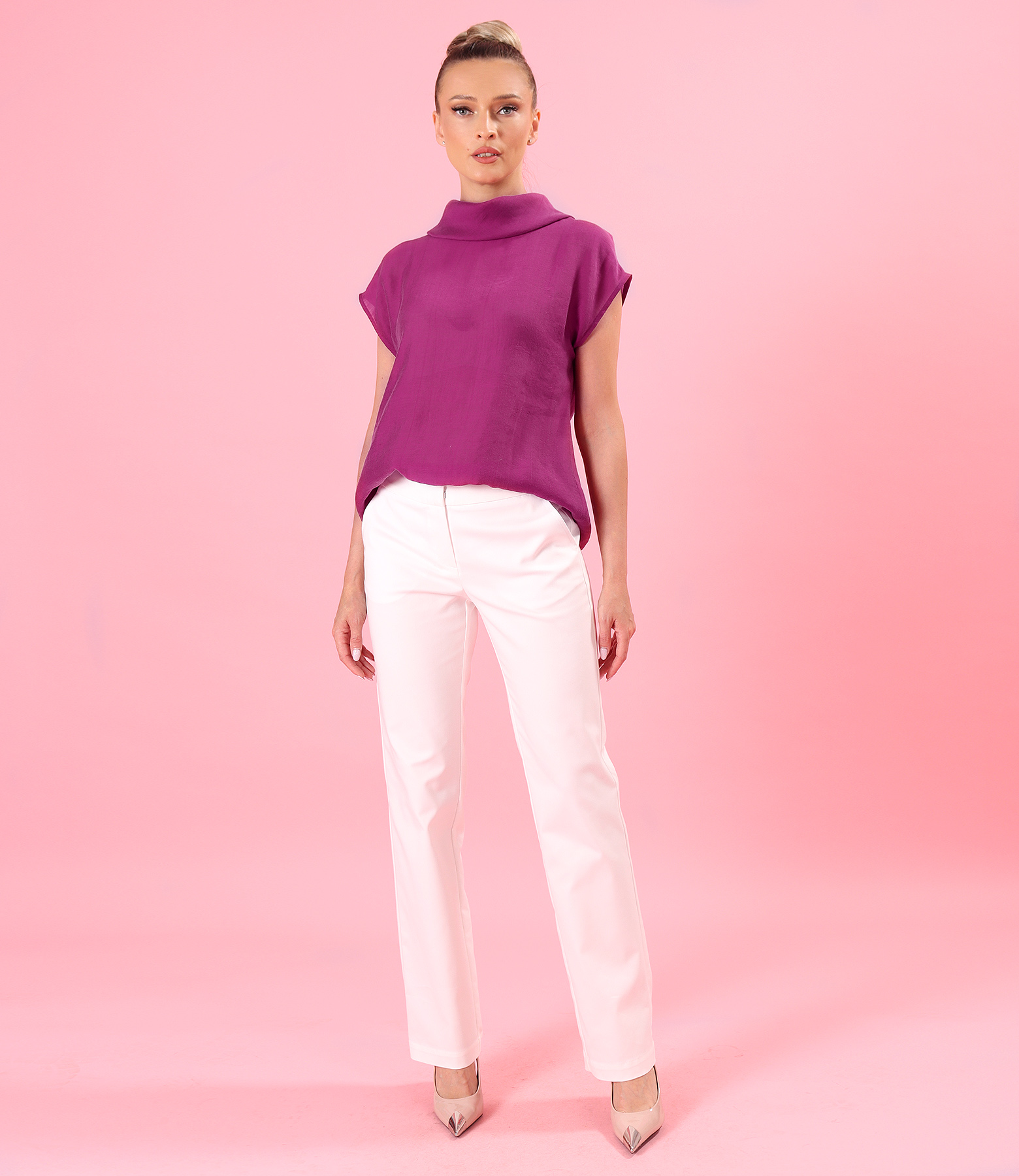 Bluza din tencel cu nasturi la spate