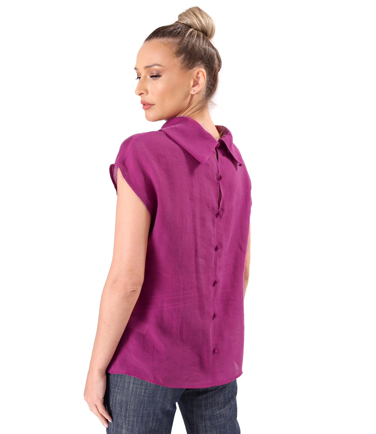 Bluza din tencel cu nasturi la spate