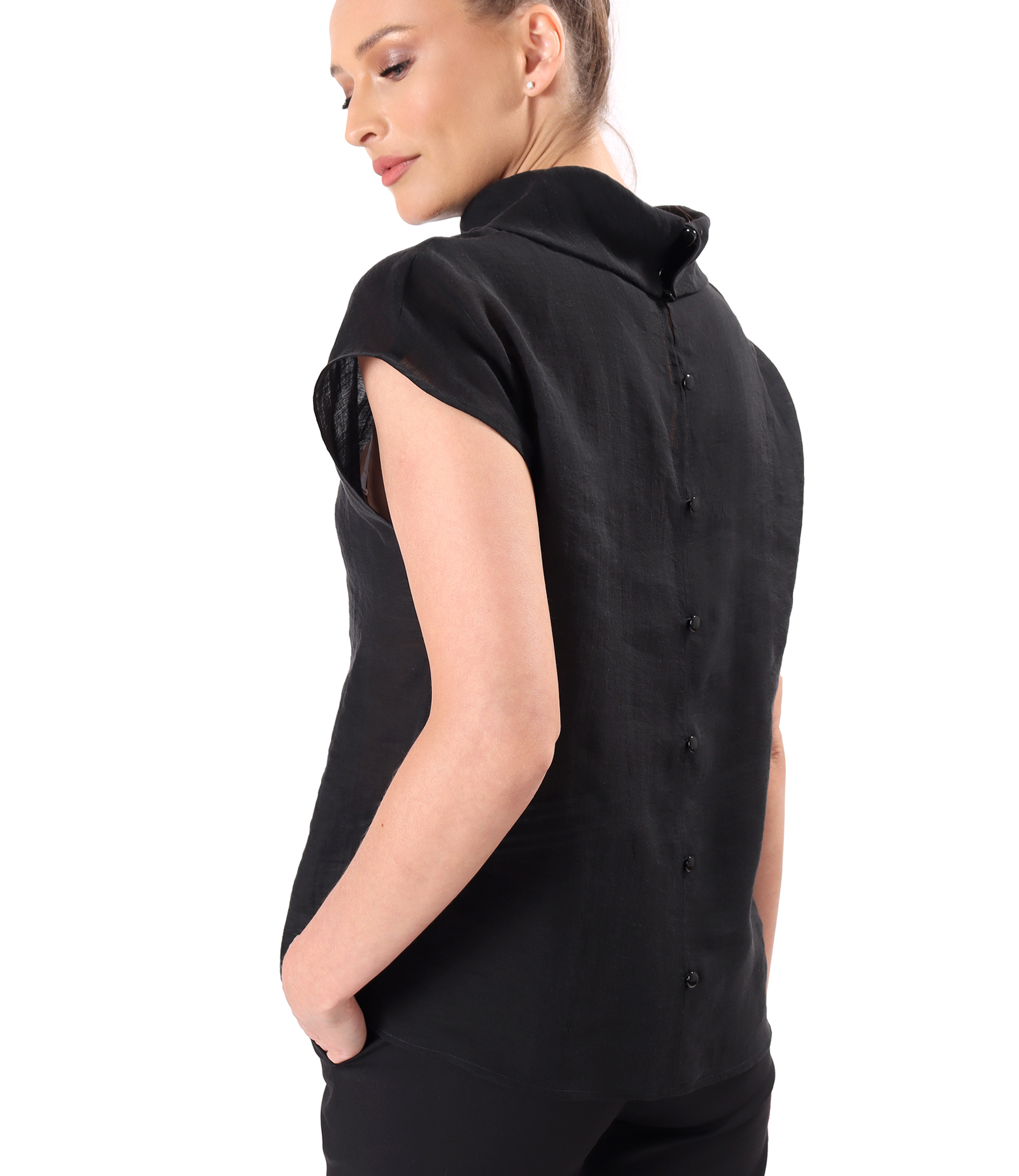Bluza din tencel cu nasturi la spate