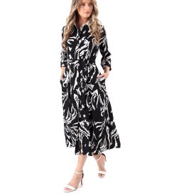 Rochie midi tip camasa din viscoza cu guler cu stei alb