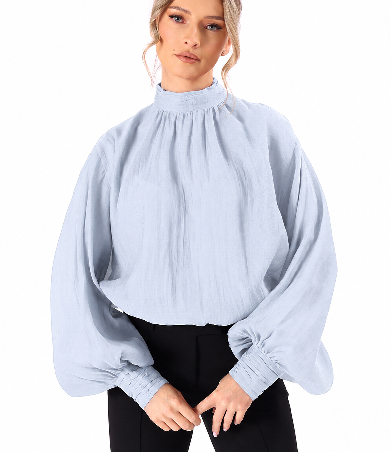 Bluza eleganta din tencel cu maneci lungi