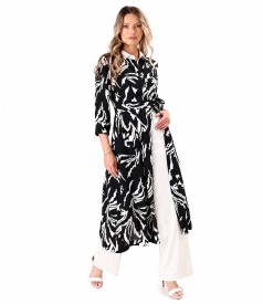 Rochie tip camasa cu pantaloni largi din denim