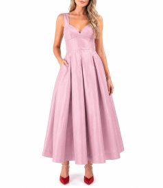 Rochie evazata din tafta cu corset cu bretele