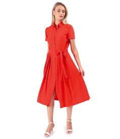 Rochie eleganta tip camasa din viscoza usor creponata