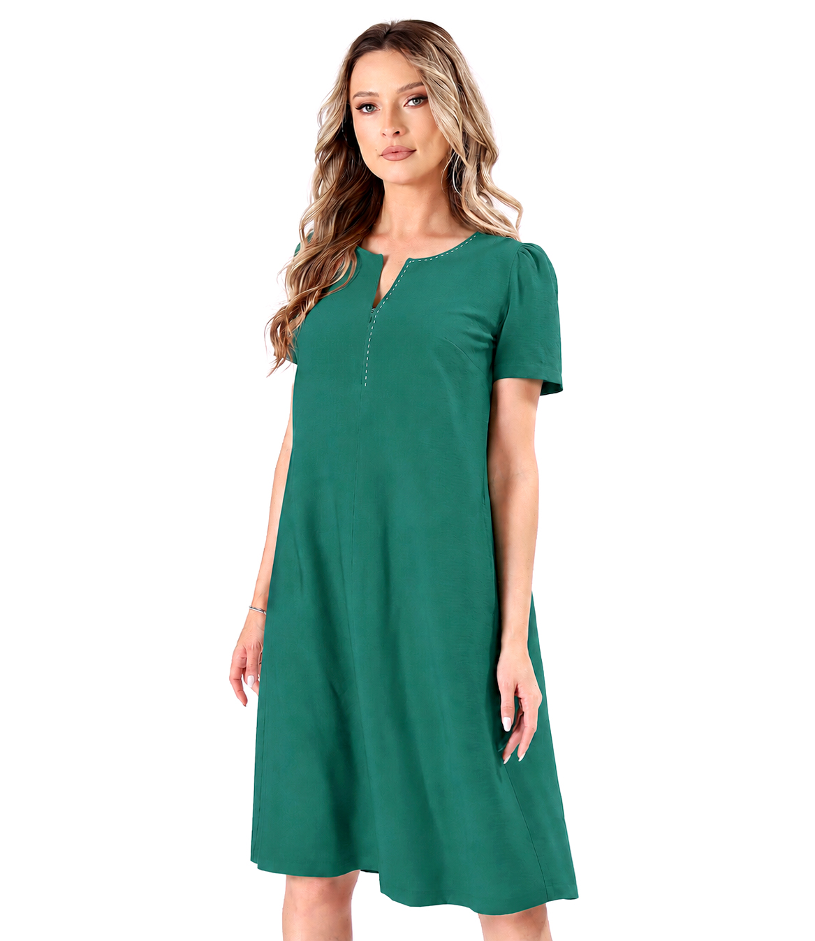 Rochie evazata din viscoza usor creponata