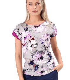 Bluza eleganta din jerse elastic imprimat cu motive florale
