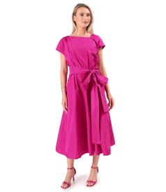 Rochie midi din tafta subtire cu cordon lat in talie