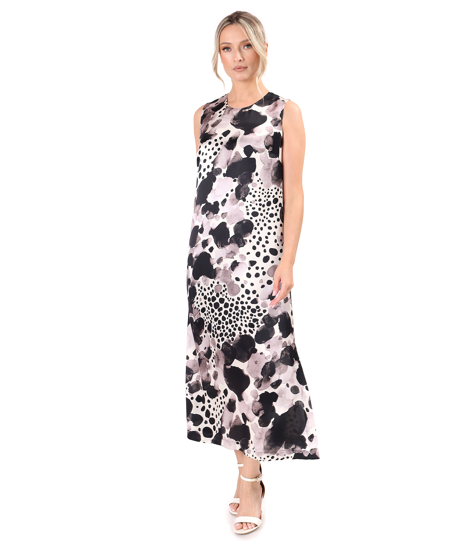 Rochie eleganta lunga din matase naturala cu slit lateral