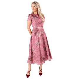 Rochie midi eleganta din viscoza imprimata