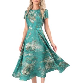 Rochie midi eleganta din viscoza imprimata