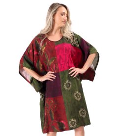 Rochie oversize din viscoza cu imprimeu artistic