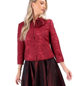 Sacou elegant din brocart cu motive florale
