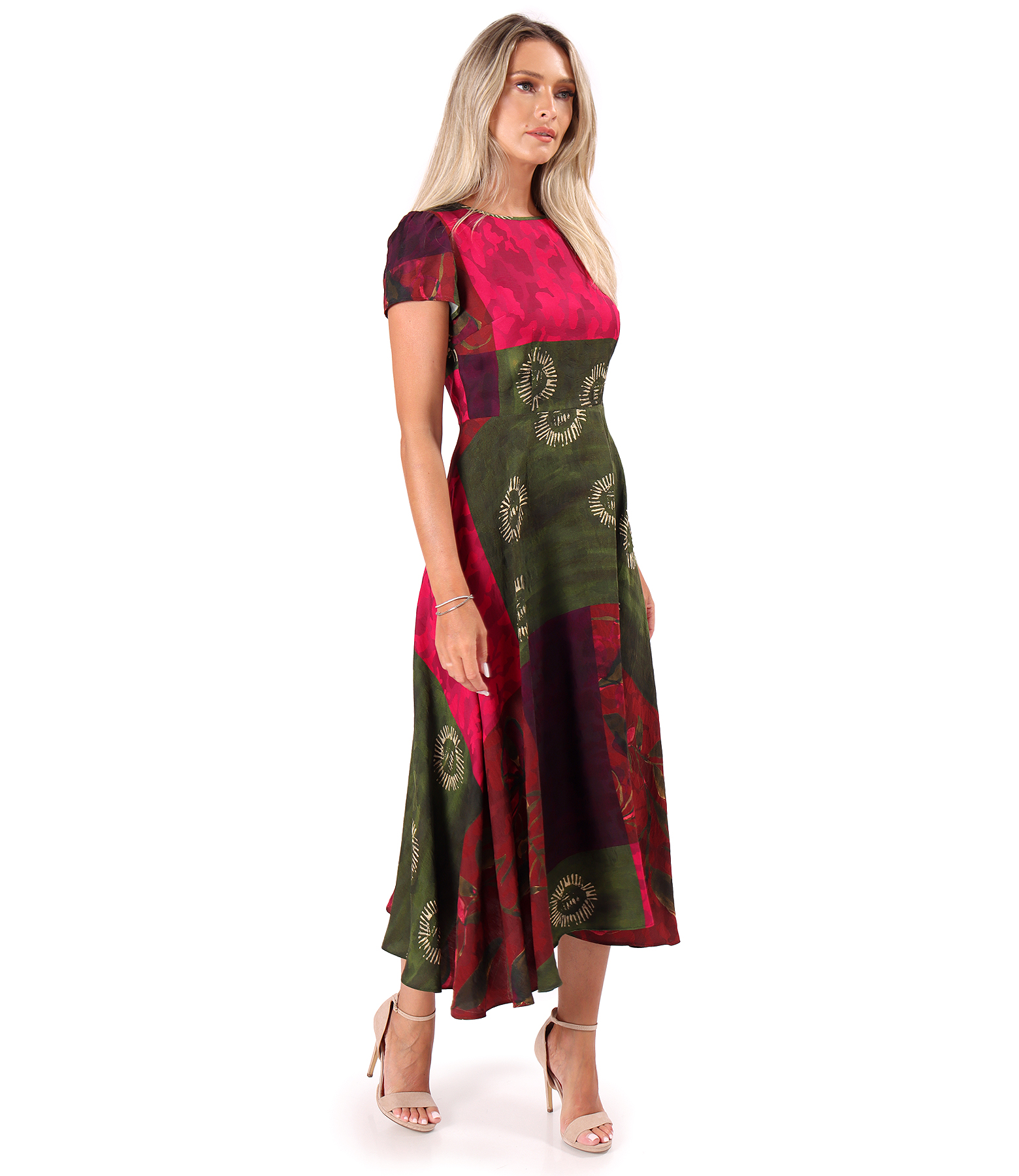 Rochie midi eleganta din viscoza imprimata