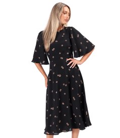 Rochie midi din viscoza imprimata cu motive geometrice