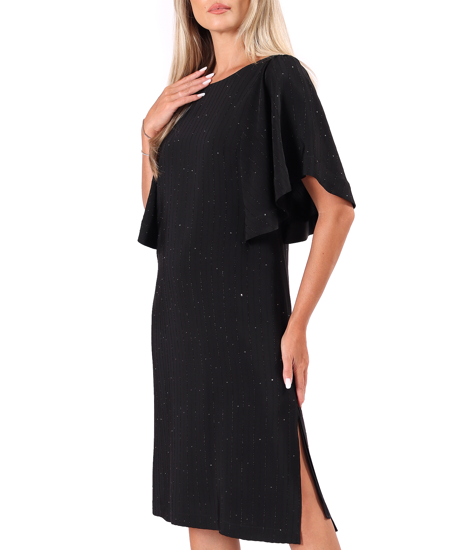 Rochie de seara din viscoza cu fir metalic si paiete