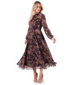 Rochie midi din voal imprimat cu motive paisley