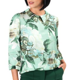 Bluza eleganta din viscoza cu matase naturala imprimata cu motive florale