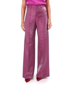 Pantaloni largi din tesatura cu aspect satinat