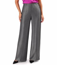 Pantaloni largi din tesatura cu aspect satinat