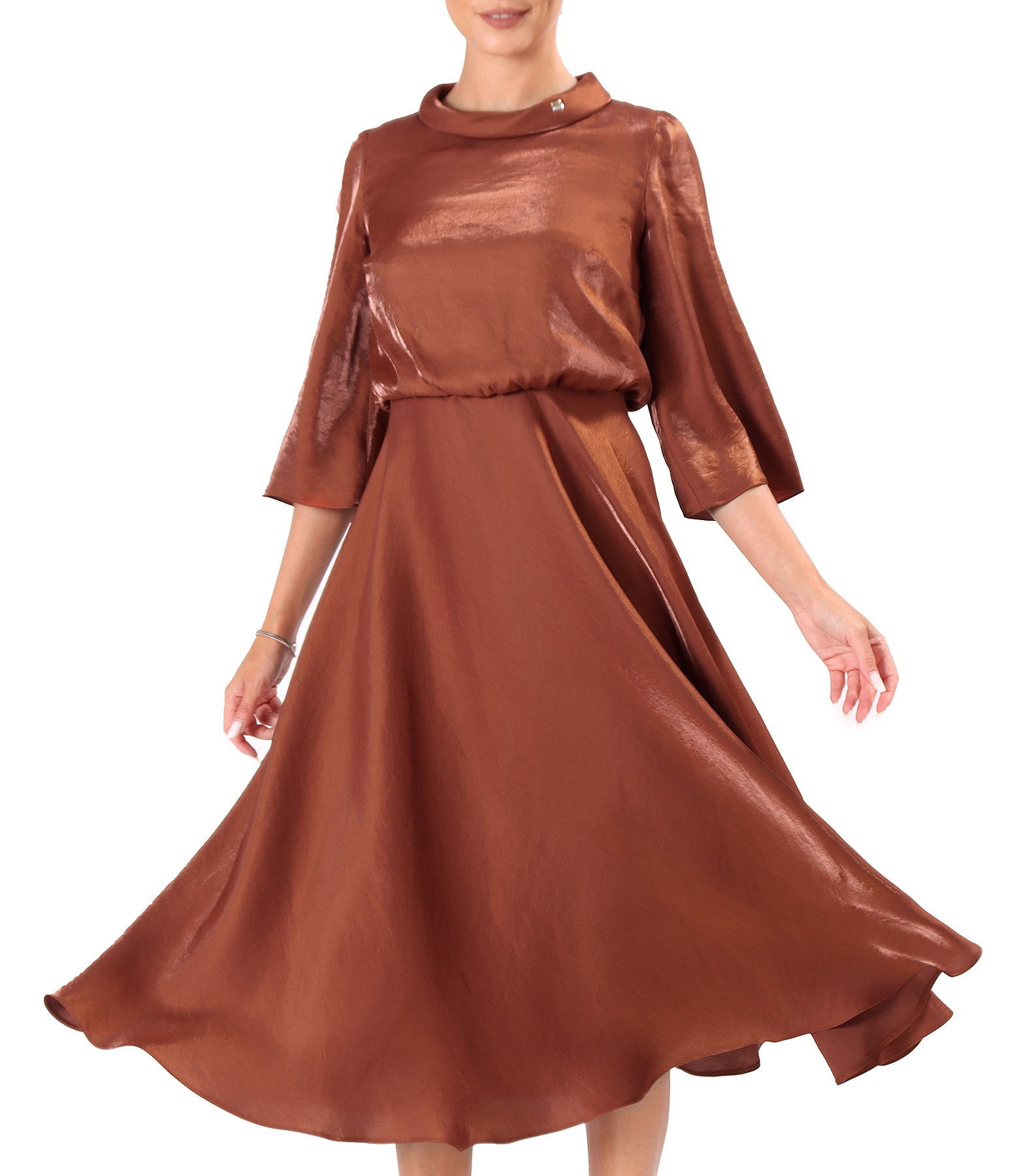 Rochie midi din tesatura satinata