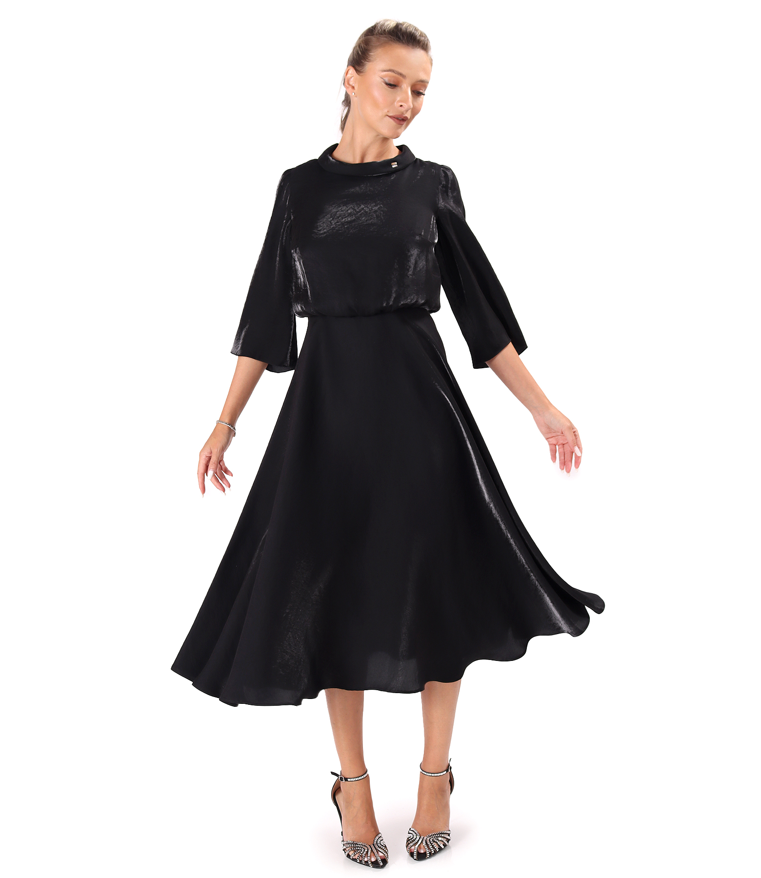 Rochie midi din tesatura satinata